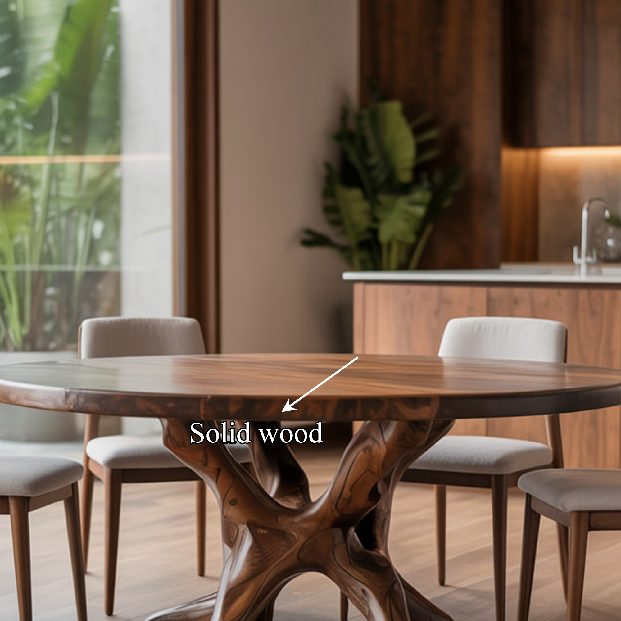 Rustic Live Edge Dining Table Root Base Kitchen