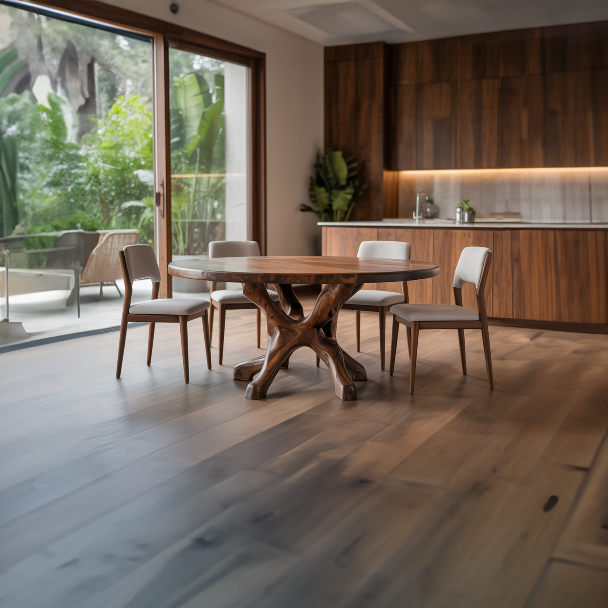 Rustic Live Edge Dining Table Root Base Kitchen