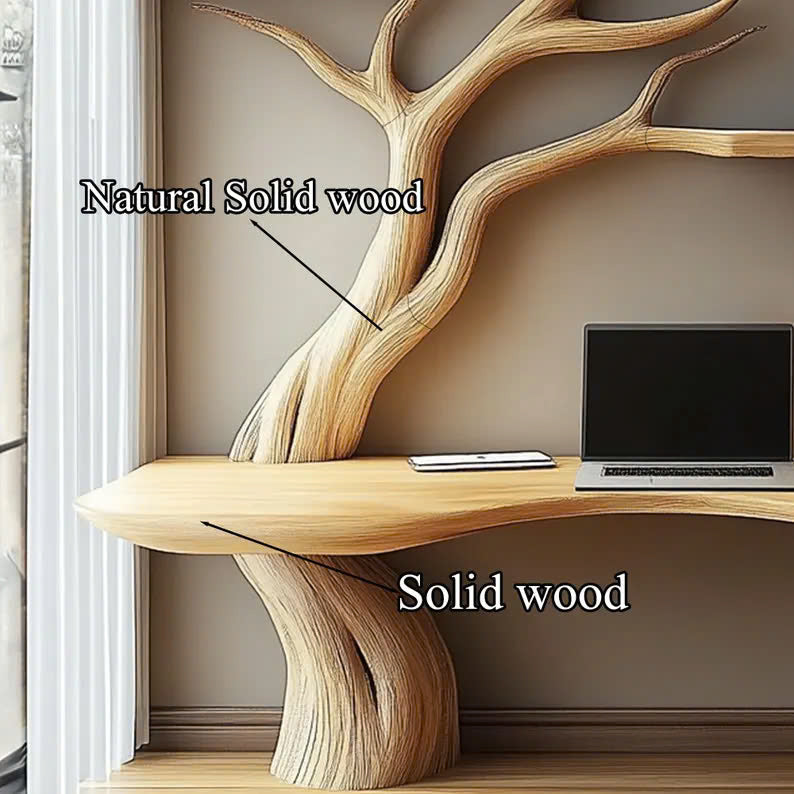 Rustic Narrow Floating Live Edge Side Table Tree Bookshelf Gift For Living Room