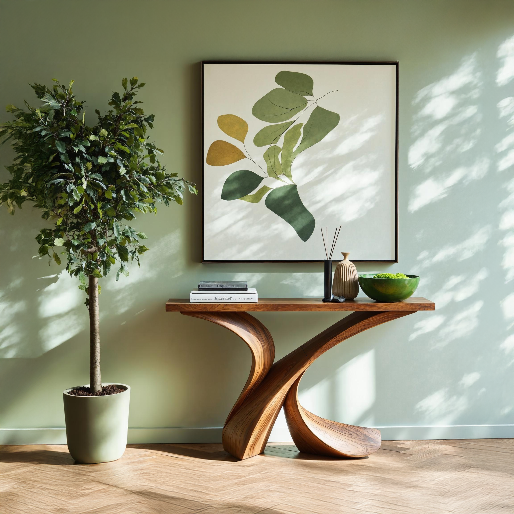 Rustic Wood Console Table Entryway Design