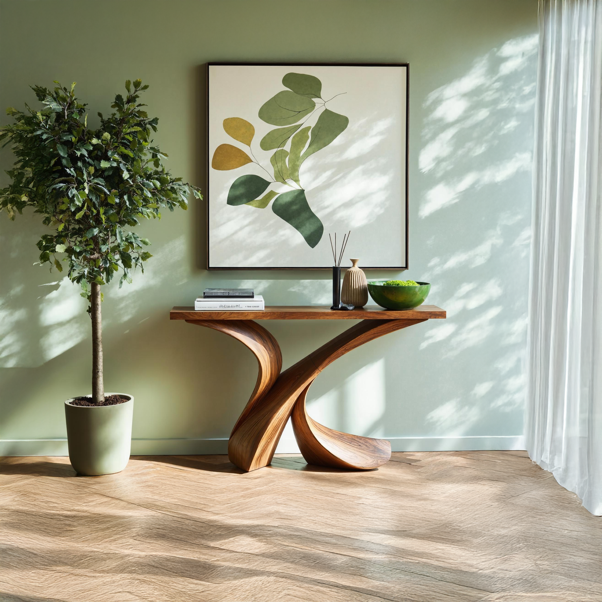 Rustic Wood Console Table Entryway Design