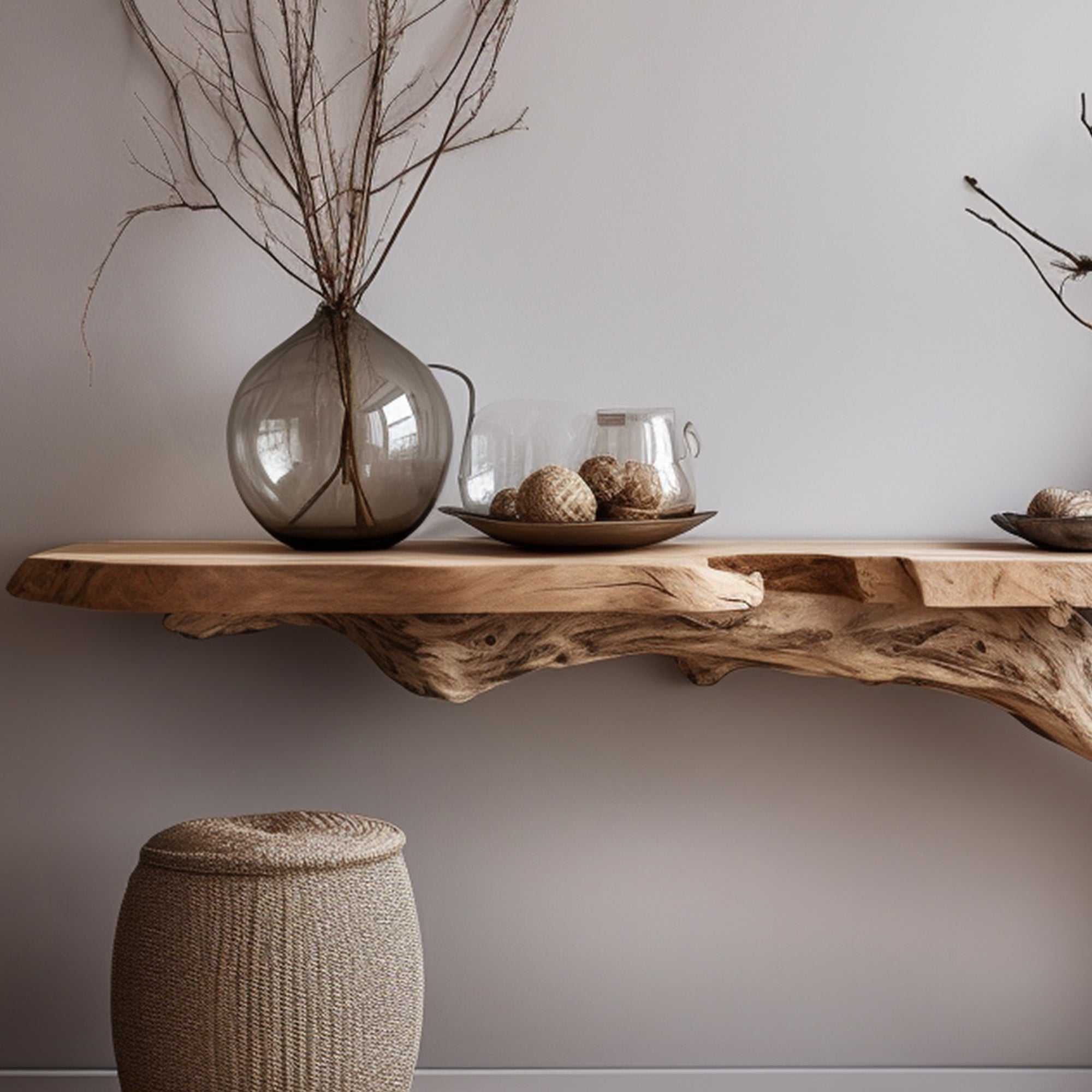 Rustic Wood Floating Side Table For Modern Spaces