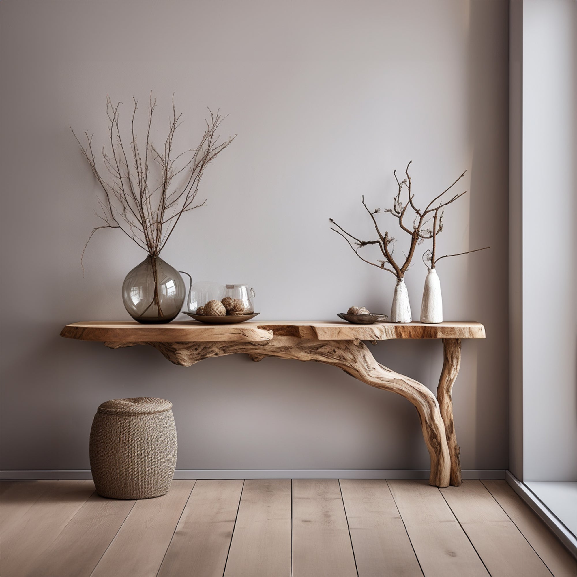 Rustic Wood Floating Side Table For Modern Spaces